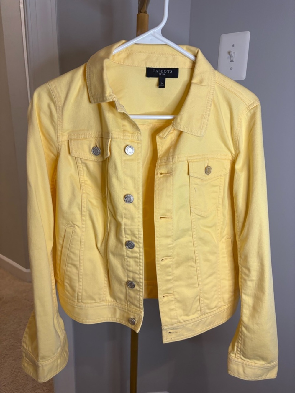 Talbots Yellow Denim Jacket with Classic Button Front